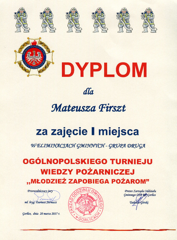 Sukcesy Mateusza Firszta w Ogólnopolskim Turnieju Wiedzy Pożarniczej